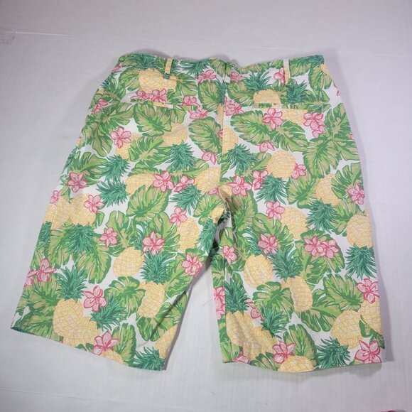 Talbots Women Cotton Blend Tropical Pineapple Print Bermuda Shorts Size 8 - Picture 7 of 8